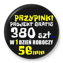 Przypinki z logo 56mm (380 szt.) - Buttony na zamówienie z projektem gratis w 1 dzień