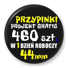 Przypinki z logo 44mm (460 szt.) - Buttony na zamówienie z projektem gratis w 1 dzień