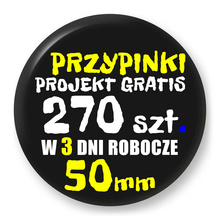 Przypinki z logo 50mm (270 szt.) - Buttony na zamówienie z projektem gratis w 3 dni