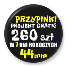 Przypinki z logo 44mm (260 szt.) - Buttony na zamówienie z projektem gratis w 7 dni