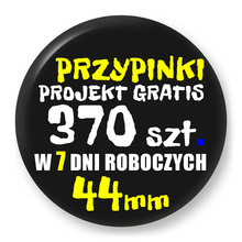 Przypinki z logo 44mm (370 szt.) - Buttony na zamówienie z projektem gratis w 7 dni
