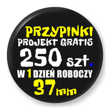 Przypinki z logo 37mm (250 szt.) - Buttony na zamówienie z projektem gratis w 1 dzień
