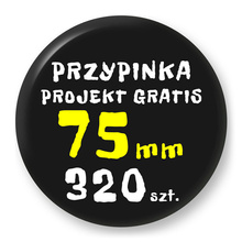 Przypinka 320 szt. Znaczek Pin Gadżet Upominek Reklamowy z Twoim Wzorem Logo Foto - 75mm.