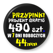 Przypinki z logo 44mm (490 szt.) - Buttony na zamówienie z projektem gratis w 7 dni