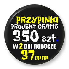 Przypinki z logo 37mm (350 szt.) - Buttony na zamówienie z projektem gratis w 2 dni