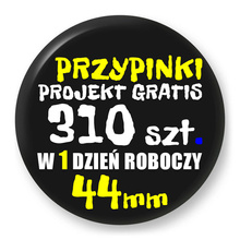 Przypinki z logo 44mm (310 szt.) - Buttony na zamówienie z projektem gratis w 1 dzień